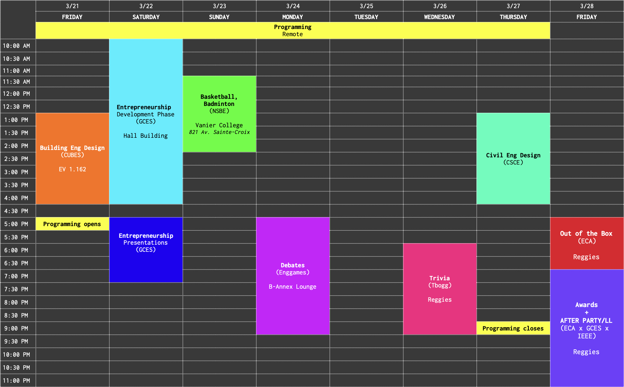 engweek 2025 schedule
